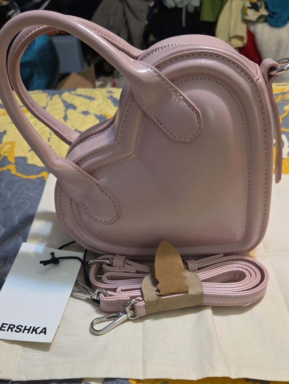 Bershka Light Pink Heart-Shaped Mini Bag